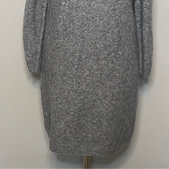 Pearlized Mock Neck Sweater Dress in Pebble Grey Melange, size XS - Picture 4 of 16